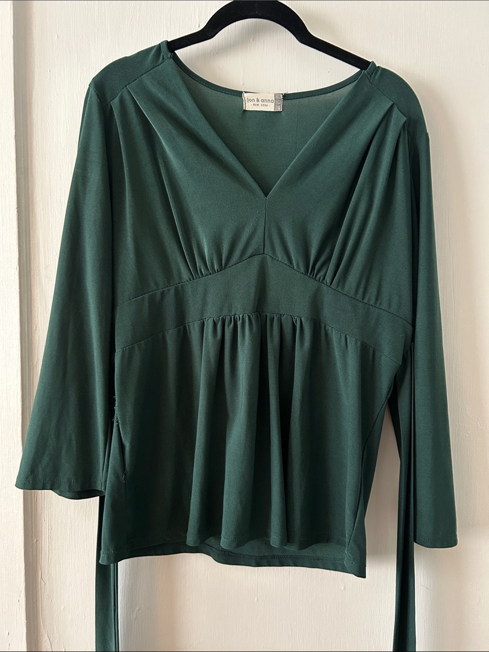 Jon & Anna Forest Green V-Neck Gathered Empire Waist Blouse